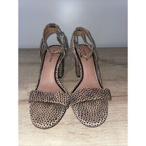 Gianni Bini Chic Spotted Calf Hair Block Heel Ankle Strap Sandals Sz 7M